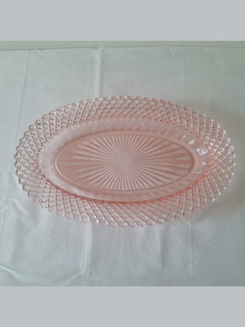 Vintage Depression Glass Pink Miss America Celery Dish Oval Shallow Bowl Plate